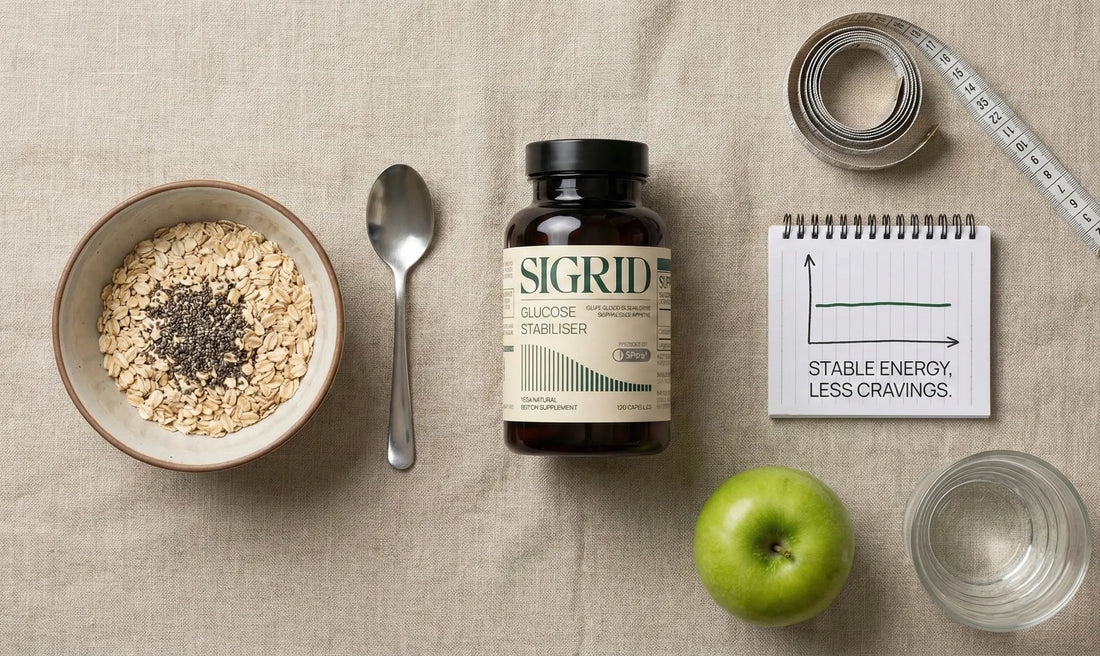 SIGRID Carb Fence and metabolically healthy ingredients on a kitchen counter